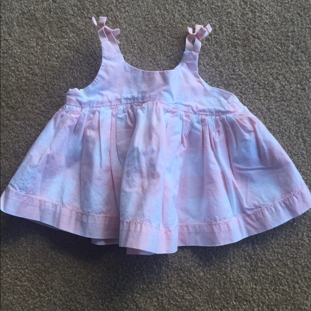Baby Gap péplum pink and white plaid top
